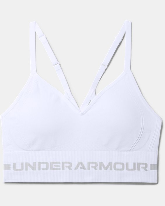 Women's UA Seamless Low Long Sports Bra, White, pdpMainDesktop image number 8